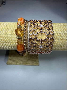 Gold and Amber Bracelet Bundle